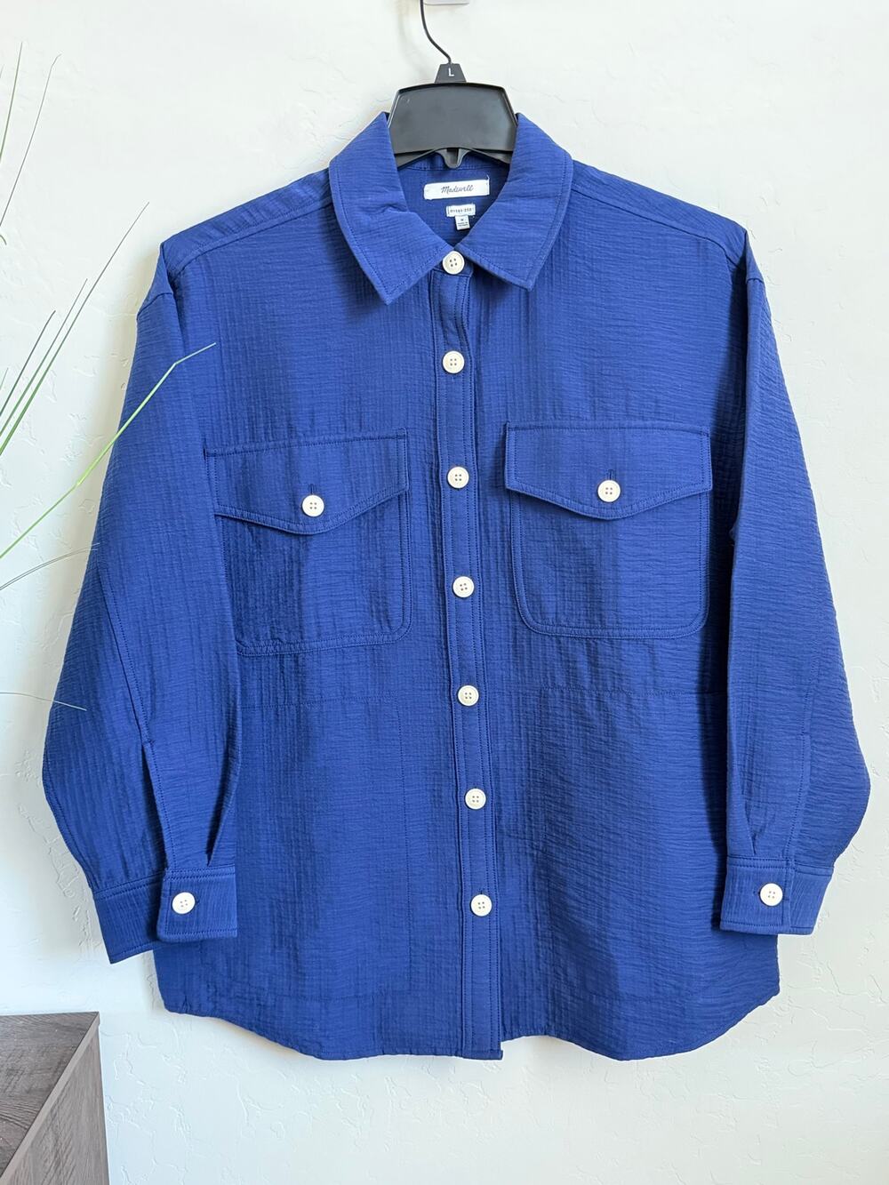 Madewell Super Oversized Shirt Jacket NN969 Blue Gauze Button Down - Picture 1 of 7